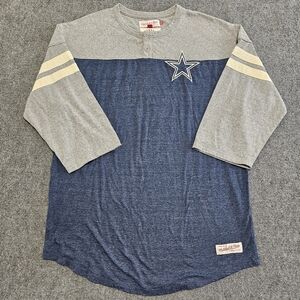 Mitchell & Ness DALLAS COWBOYS Football NFL Throwback Henley Shirt Size 2XL